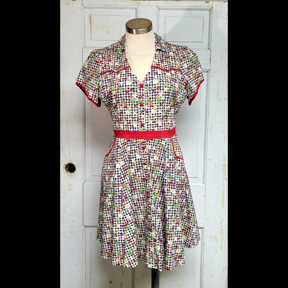 Sourpuss gingham print pinup dress size XL